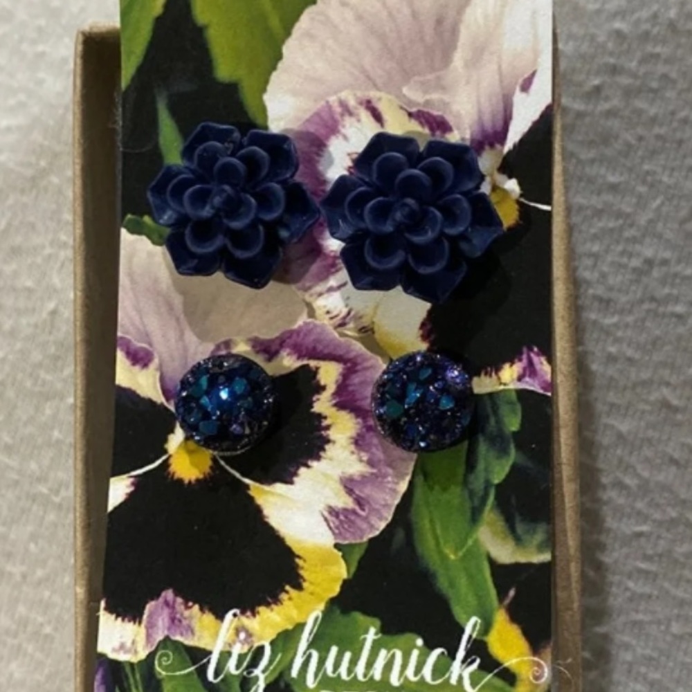 Plastic Succulent and Druzy Post Earrings